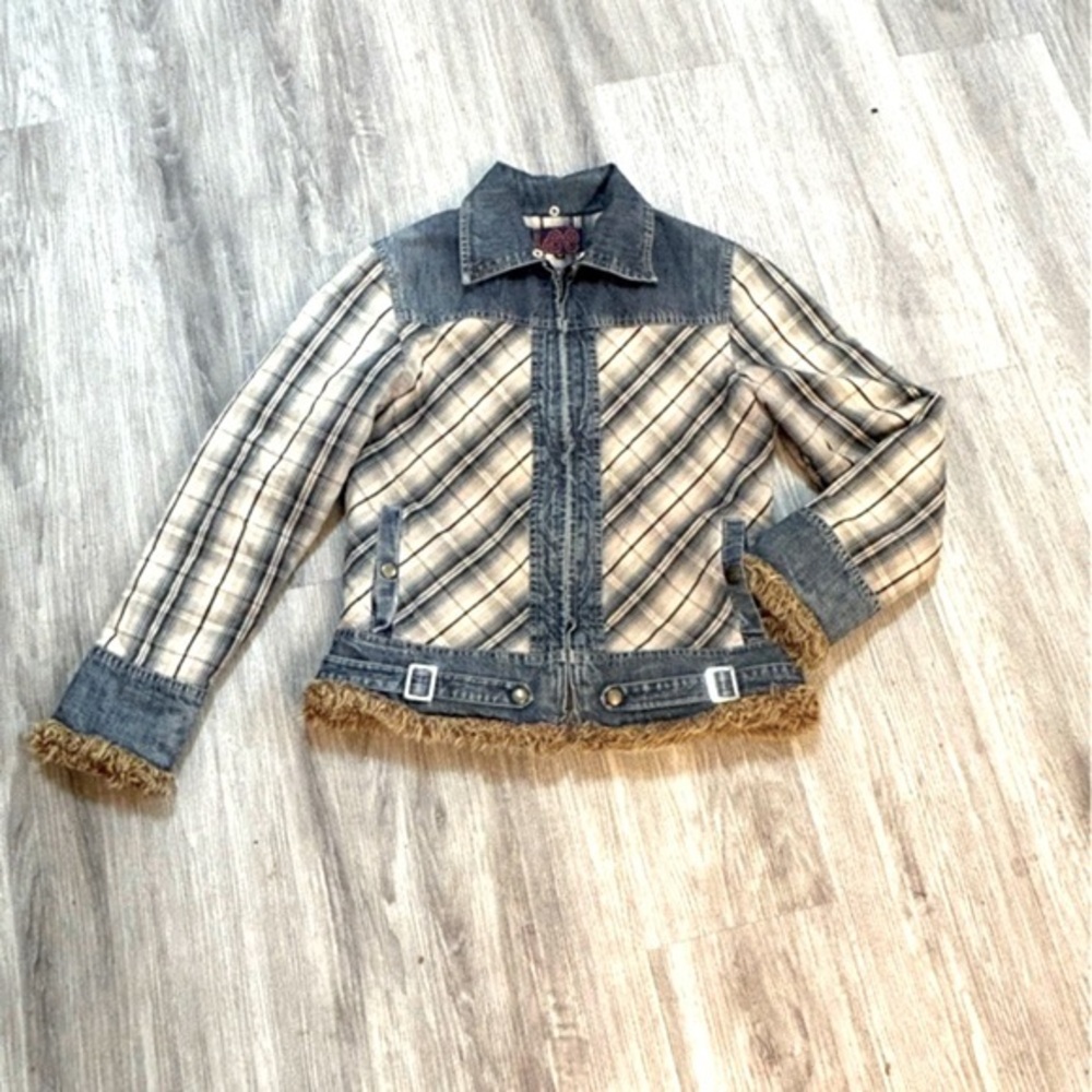Lee Denim and Plaid Jacket with Fringe